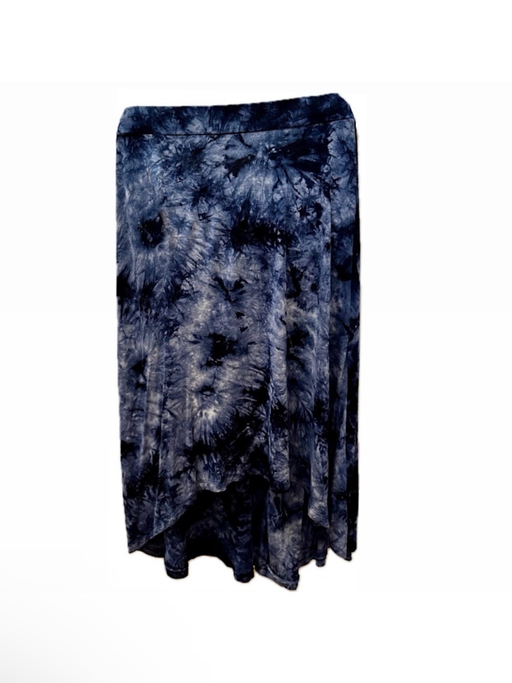 Y2k Navy Blue Tie Dye Summer High Low Lightweight Comfy Skirt